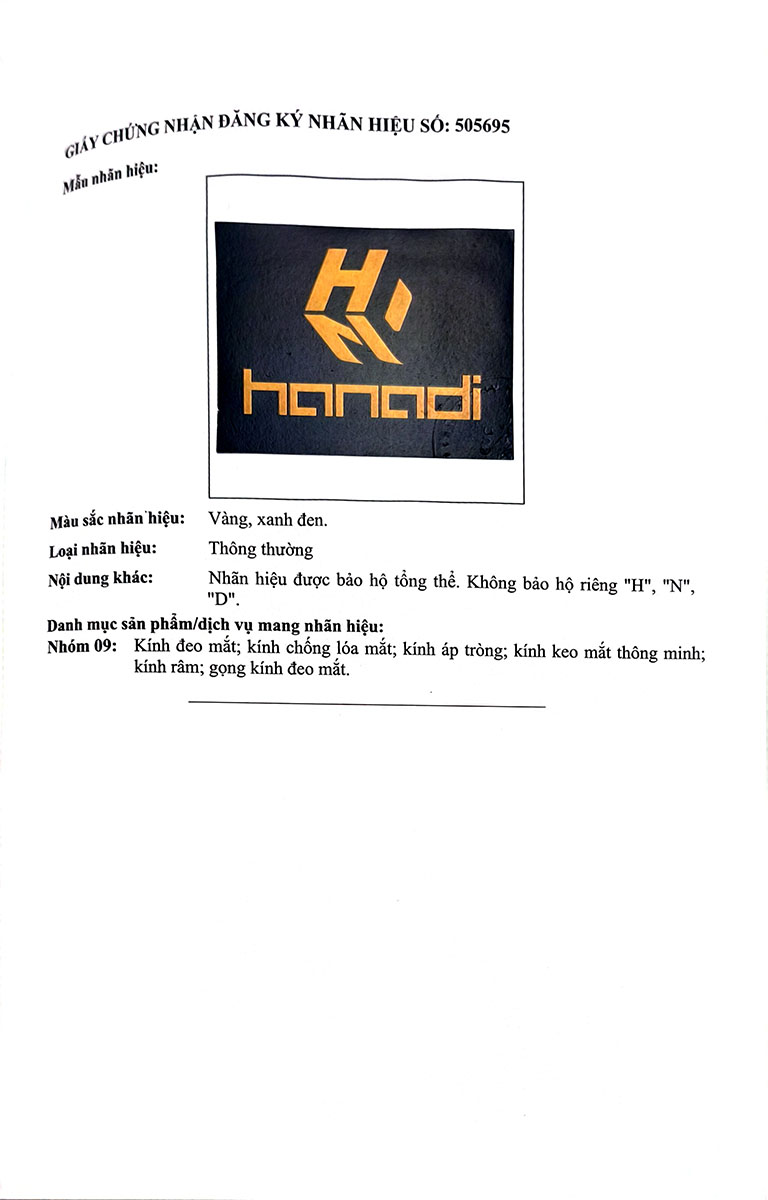 BẰNG NHÃN HIỆU LOGO HANADI