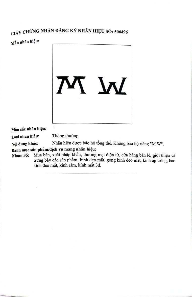 BẰNG NHÃN HIỆU MW